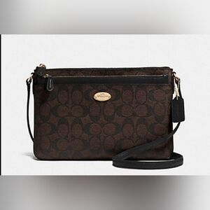 COACH Designer PEYTON EAST WEST SWINGPACK SIGNATURE Crossbody purse handbag